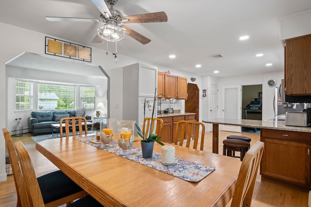 60 Heston Rd, Shirley, NY 11967 - dining room with ceiling fan, recessed lighting, and light wood-type flooring