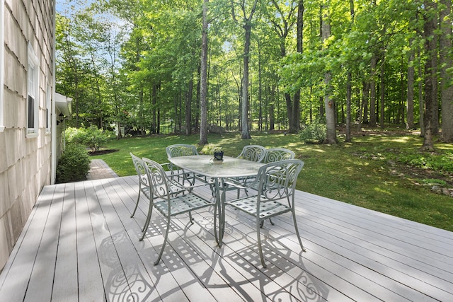 10 Catherine Pl, Katonah, NY 10536 - deck with outdoor dining space and a yard