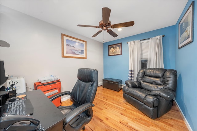 20 Skipper Dr, West Islip, NY 11795 - office featuring a ceiling fan, wood finished floors, and baseboards