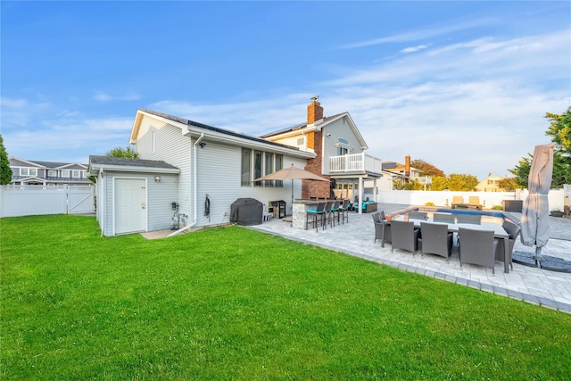 20 Skipper Dr, West Islip, NY 11795 - back of property featuring a patio, an outdoor living space, a balcony, and outdoor dining area