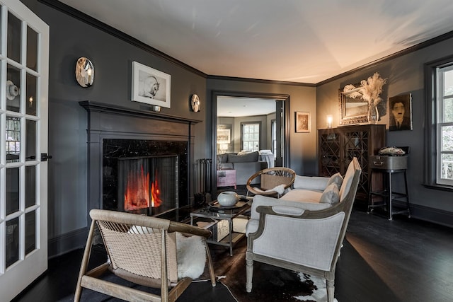 8 Lost Pond Ln, North Salem, NY 10560 - dining space featuring ornamental molding, wood finished floors, and a premium fireplace