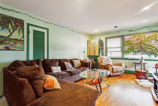 429 E Park Ave, Long Beach, NY 11561 - living room featuring hardwood / wood-style flooring and recessed lighting