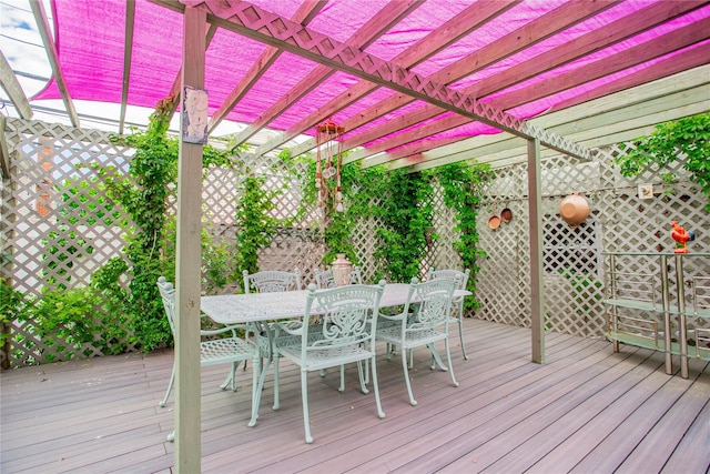 429 E Park Ave, Long Beach, NY 11561 - wooden terrace with outdoor dining area and a pergola