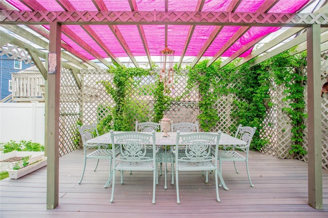 429 E Park Ave, Long Beach, NY 11561 - wooden deck with outdoor dining area and a pergola