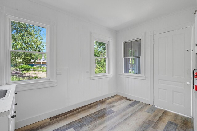 434 Griffing Ave, Riverhead, NY 11901 - foyer entrance featuring light wood-style flooring, crown molding, and baseboards