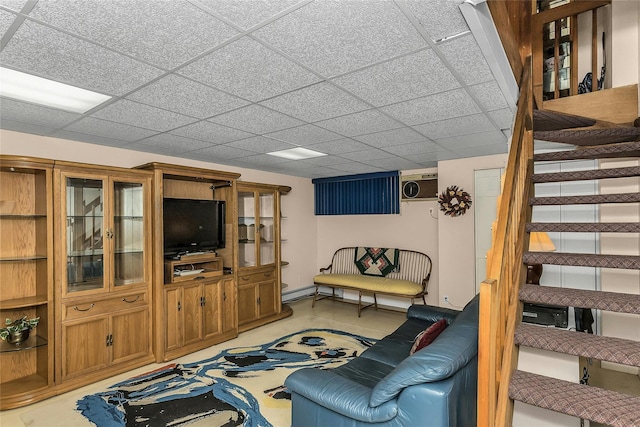 71-14 Sutton Pl Unit 1, Fresh Meadows, NY 11365 - living room featuring stairs and a paneled ceiling