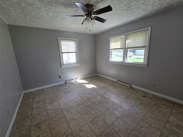 73 Barcelow St, Port Jervis, NY 12771 - unfurnished room with baseboards, ceiling fan, and a baseboard heating unit