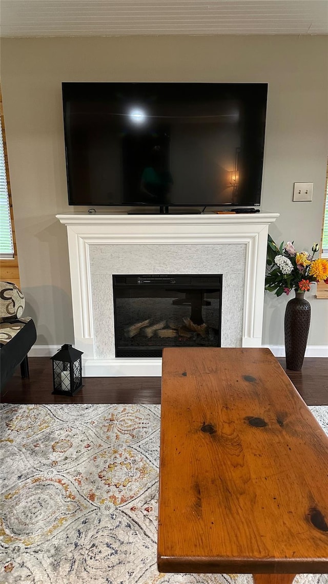 674 Sackett Lake Rd, Monticello, NY 12701 - detailed view of a fireplace, baseboards, and wood finished floors