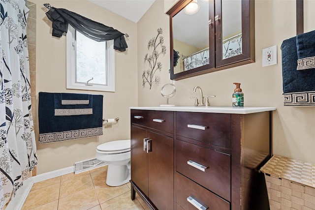 7 Lincoln Dr, Washingtonville, NY 10992 - full bath with toilet, vanity, baseboards, tile patterned floors, and curtained shower