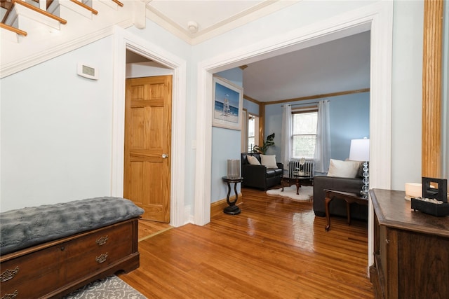11 Bridge St, Suffern, NY 10901 - living area featuring crown molding and wood finished floors