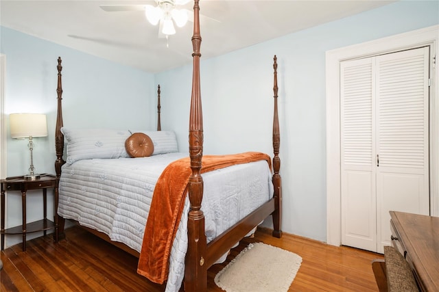 11 Bridge St, Suffern, NY 10901 - bedroom with wood finished floors, ceiling fan, and a closet