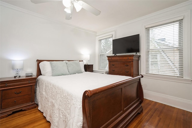 11 Bridge St, Suffern, NY 10901 - bedroom featuring wood finished floors, ornamental molding, and a ceiling fan