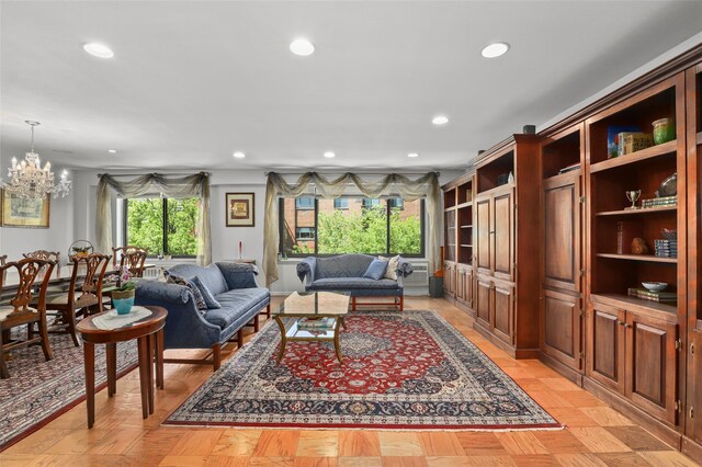 25 Lake St Unit 7K & 7L, White Plains, NY 10603 - living area featuring recessed lighting and a chandelier