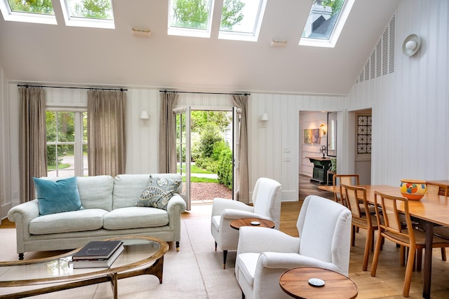 149 Washington Spring Rd, Palisades, NY 10964 - living area with a skylight, plenty of natural light, light wood-type flooring, and vaulted ceiling