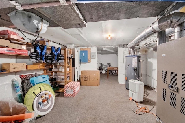 13 Romar Ave, White Plains, NY 10605 - unfinished basement with heating unit and carpet flooring