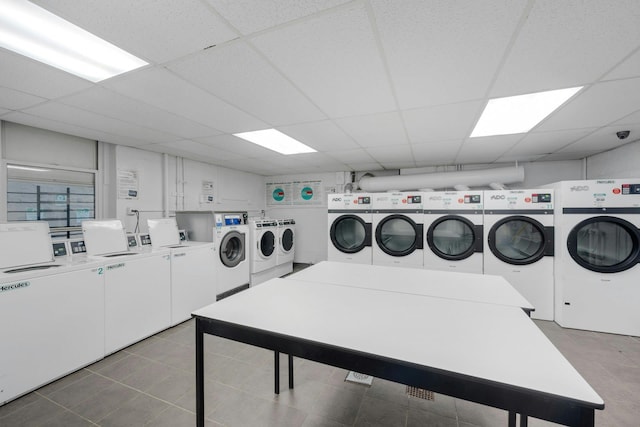 1 Vincent Rd Unit 2B, Bronxville, NY 10708 - community laundry featuring washing machine and dryer and tile patterned flooring