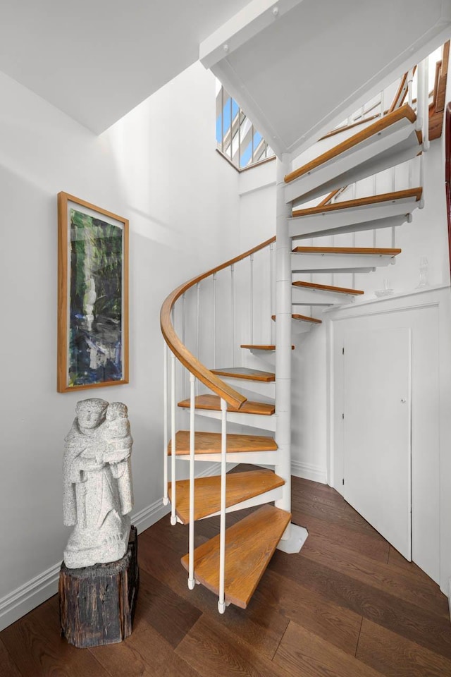 38 Oliphant Ave Unit 6, Dobbs Ferry, NY 10522 - stairs featuring wood finished floors, baseboards, and a high ceiling