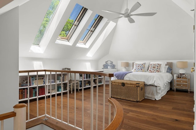 38 Oliphant Ave Unit 6, Dobbs Ferry, NY 10522 - bedroom with lofted ceiling, a skylight, and wood finished floors