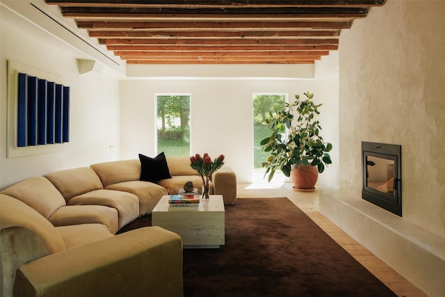 101 Holmes Rd, Newburgh, NY 12550 - living room with hardwood / wood-style floors and beam ceiling