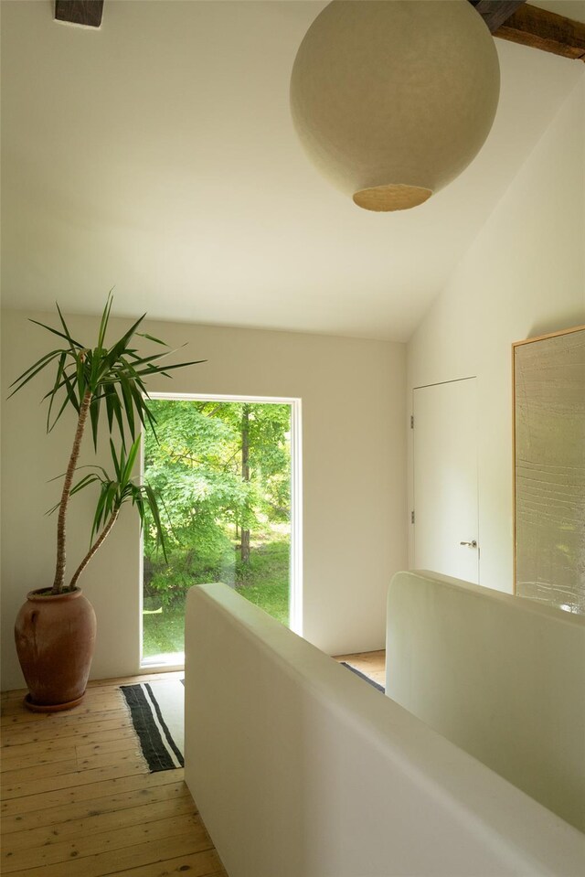 101 Holmes Rd, Newburgh, NY 12550 - hall with lofted ceiling and hardwood / wood-style floors