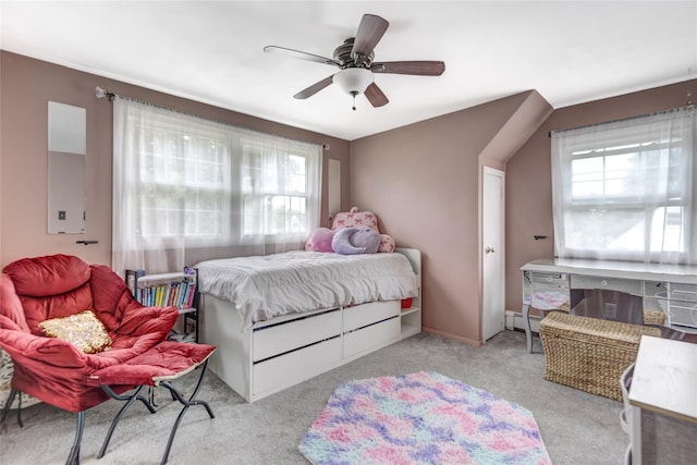 1547 Lincoln Blvd, Bay Shore, NY 11706 - carpeted bedroom featuring a baseboard radiator and a ceiling fan