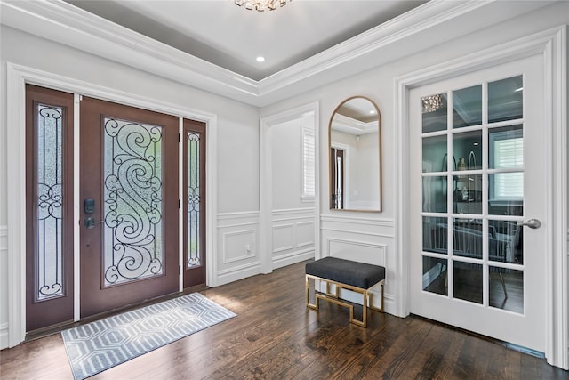 178 High Farms Rd, Old Brookville, NY 11545 - entrance foyer with wood finished floors, ornamental molding, and a decorative wall