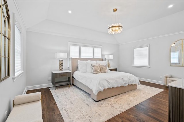 178 High Farms Rd, Old Brookville, NY 11545 - bedroom featuring a tray ceiling, multiple windows, a chandelier, dark wood-style flooring, and recessed lighting