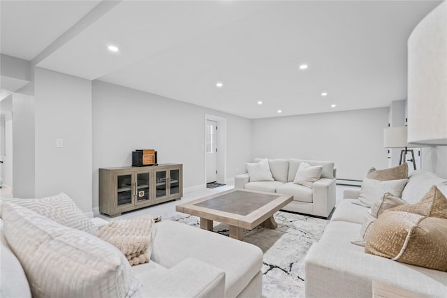 178 High Farms Rd, Old Brookville, NY 11545 - living room featuring recessed lighting and a baseboard radiator