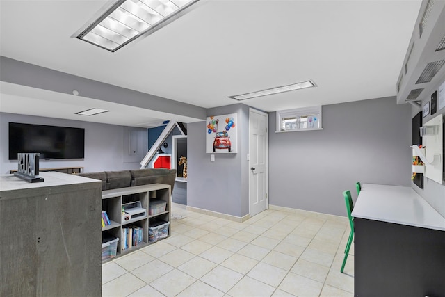 10 Mcbride Ave, White Plains, NY 10603 - living room with light tile patterned floors and baseboards