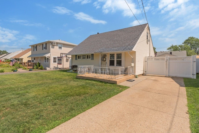 820 Mirabelle Ave, Westbury, NY 11590 - view of front of property with a porch, roof with shingles, a gate, and concrete driveway