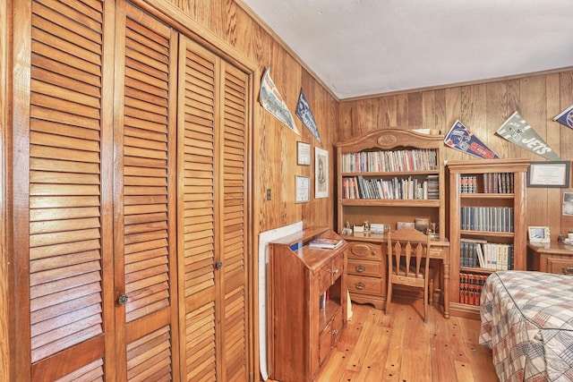 10 Glenbrook Rd, Monsey, NY 10952 - bedroom with wooden walls and light wood-style floors