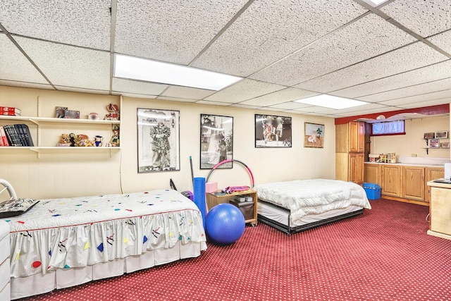 10 Glenbrook Rd, Monsey, NY 10952 - bedroom featuring dark carpet and a drop ceiling