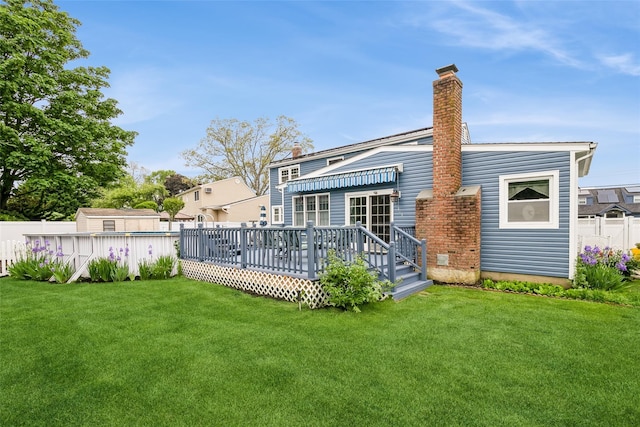 6 Willow Dr, Massapequa Park, NY 11762 - back of house featuring a chimney and a deck