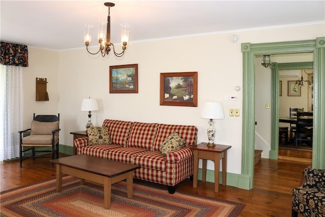 763 Old State Route 22, Dover Plains, NY 12522 - living area with wood finished floors, a chandelier, ornamental molding, and baseboards