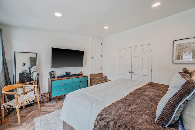 56 15th St, West Babylon, NY 11704 - bedroom with recessed lighting and a closet