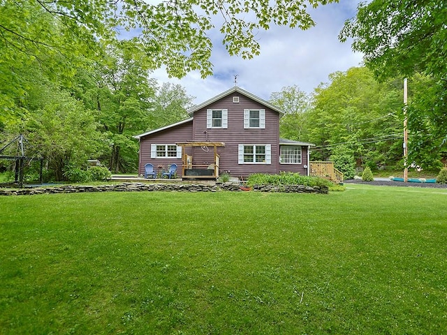 120 Spring Glen Rd, Mountain Dale, NY 12763 - back of property with a lawn and a wooden deck