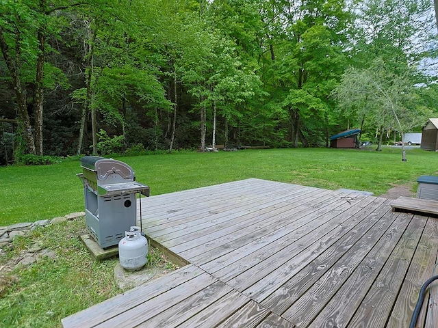 120 Spring Glen Rd, Mountain Dale, NY 12763 - wooden terrace featuring a yard and a grill