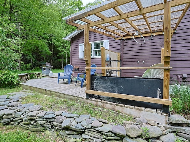 120 Spring Glen Rd, Mountain Dale, NY 12763 - deck with grilling area and a pergola