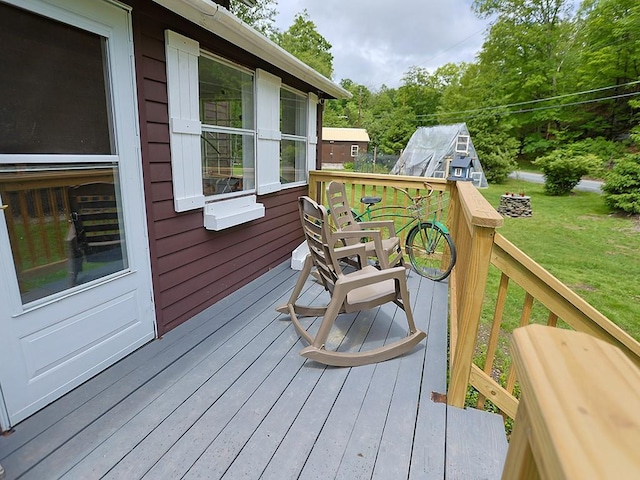 120 Spring Glen Rd, Mountain Dale, NY 12763 - wooden deck with a yard