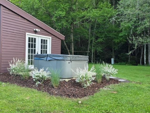120 Spring Glen Rd, Mountain Dale, NY 12763 - view of green lawn featuring french doors and a forest view