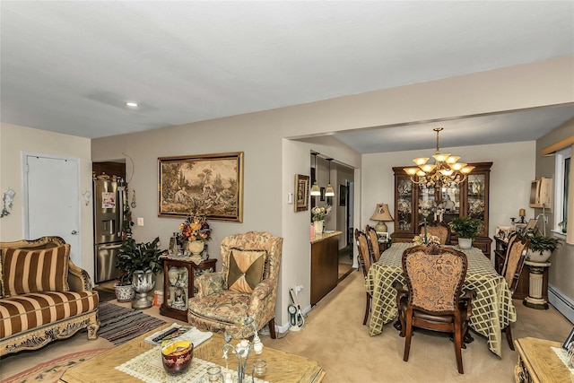1150 Langdon St, Franklin Square, NY 11010 - dining room with a chandelier and light colored carpet