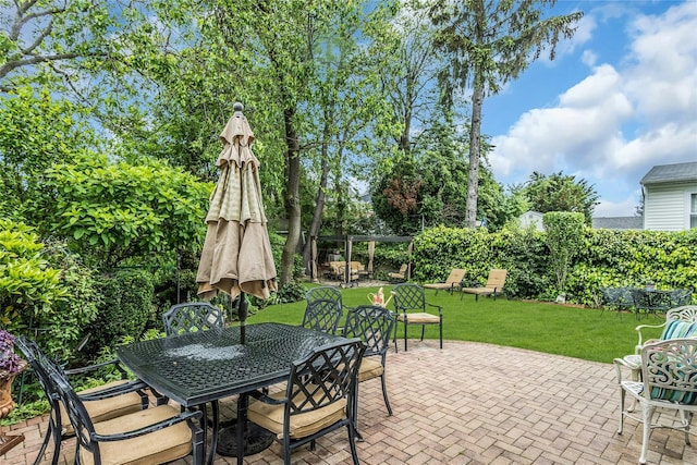 1150 Langdon St, Franklin Square, NY 11010 - view of patio / terrace featuring outdoor dining area and a pergola