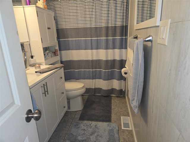 2905 Heather Ave, Medford, NY 11763 - bathroom featuring vanity, toilet, tile patterned floors, and a shower with curtain