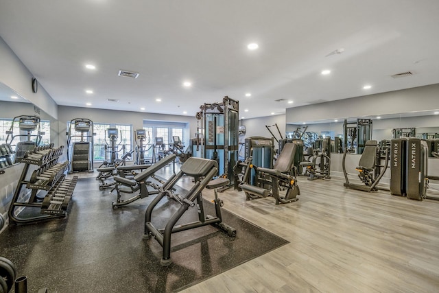 19 Hampshire Ct, Holbrook, NY 11741 - gym featuring recessed lighting and wood finished floors