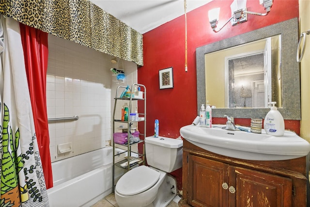 301 W 137th St Unit 301B, New York Manhattan, NY 10030 - full bath with toilet, vanity, shower / bath combo with shower curtain, and tile patterned floors