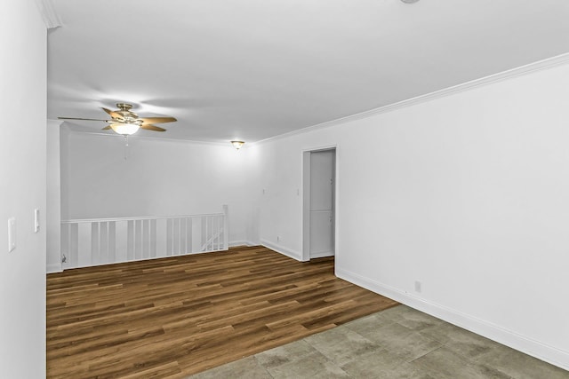 78-07 Springfield Blvd Unit B, Bayside, NY 11364 - spare room featuring ornamental molding, ceiling fan, and wood finished floors