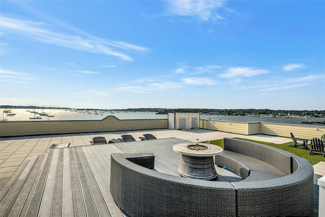433 Main St Unit 203, Port Washington, NY 11050 - wooden terrace with an outdoor fire pit