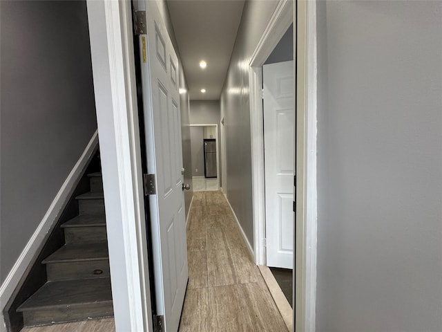 579 Van Siclen Ave, Brooklyn, NY 11207 - corridor with recessed lighting, stairway, and baseboards