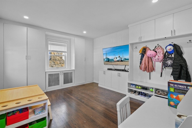 269 Hayward St, Yonkers, NY 10704 - mudroom with dark wood-style floors and recessed lighting