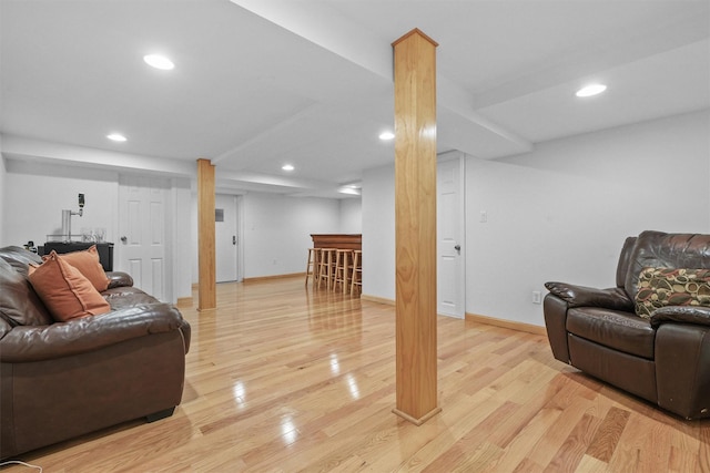 269 Hayward St, Yonkers, NY 10704 - sitting room featuring light wood-style flooring, recessed lighting, and baseboards
